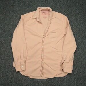 Frank & Eileen Shirt Womens Medium Peach Orange Long Sleeve Button Distressed